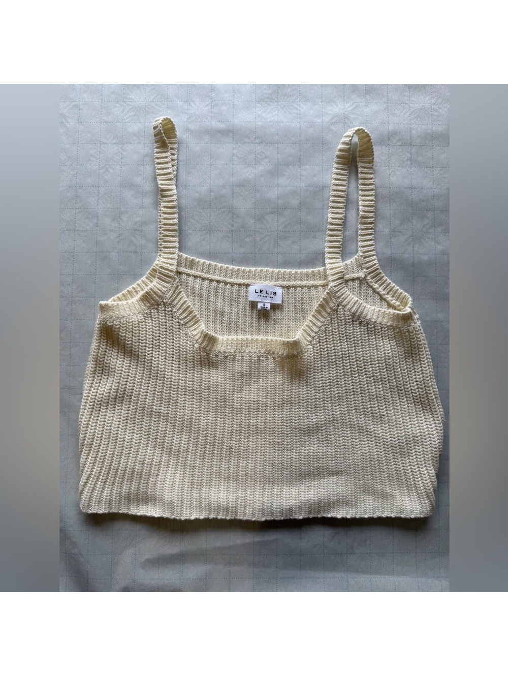 Le Lis Beige Ribbed Knit crop top